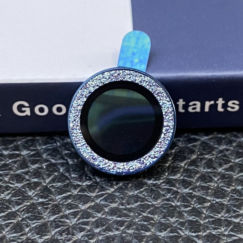 For iPhone 13 mini 5.4 inch 2Pcs / Set Stylish Glitter Ring Design Tempered Glass Camera Lens Protector Anti-fingerprint Guard Film