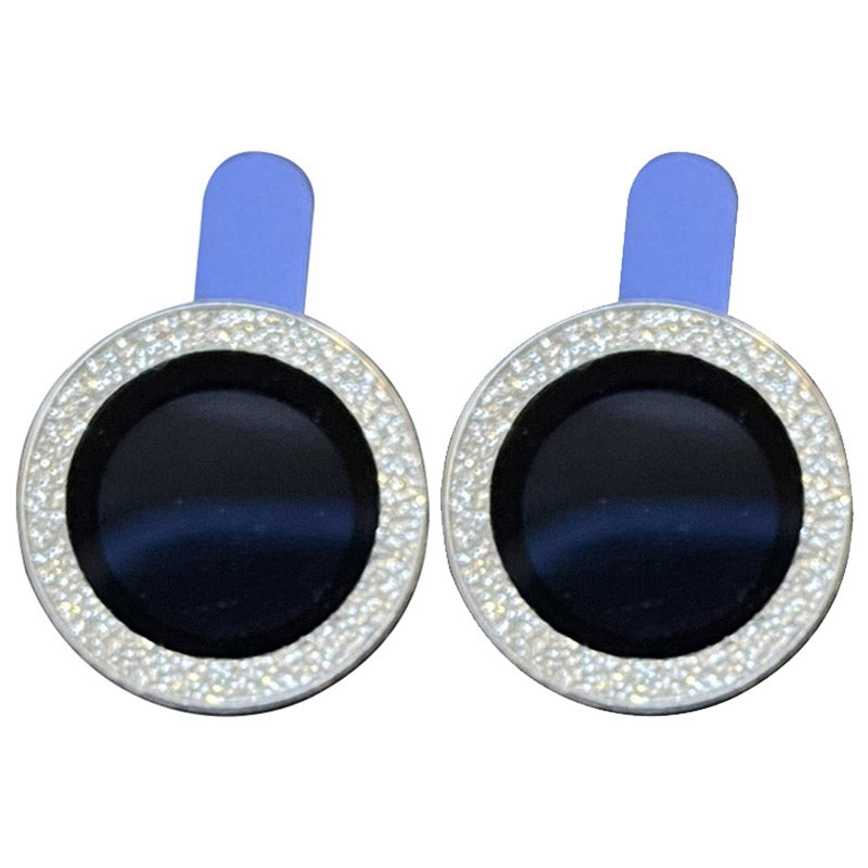 For iPhone 13 mini 5.4 inch 2Pcs / Set Stylish Glitter Ring Design Tempered Glass Camera Lens Protector Anti-fingerprint Guard Film