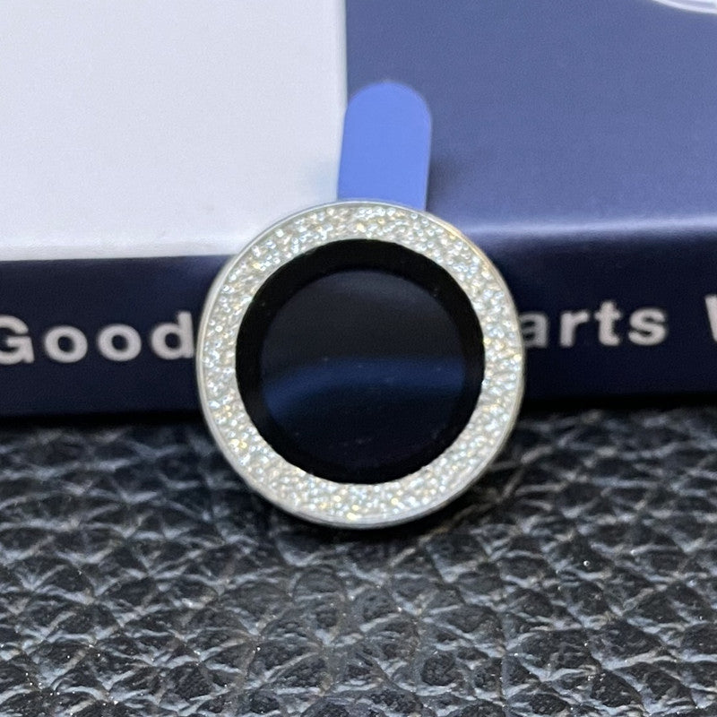 For iPhone 13 mini 5.4 inch 2Pcs / Set Stylish Glitter Ring Design Tempered Glass Camera Lens Protector Anti-fingerprint Guard Film