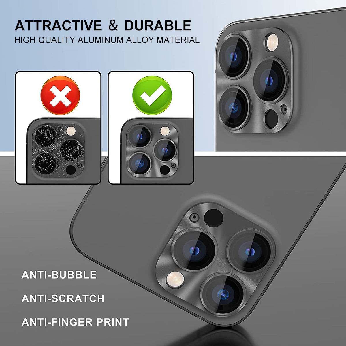 ENKAY HAT PRINCE For iPhone 14 Pro 6.1 inch / 14 Pro Max 6.7 inch Camera Lens Protector Aluminum Alloy + Tempered Glass Full Cover One-Piece Lens Film