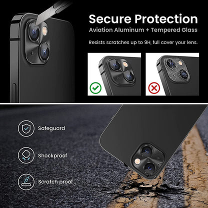 ENKAY HAT PRINCE For iPhone 14 6.1 inch / 14 Plus Full Cover Camera Lens Protector Aluminum Alloy + Tempered Glass Integrated Film
