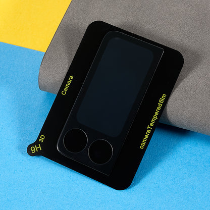 For Samsung Galaxy Z Flip4 5G 2Pcs / Set Wear-resistant Precise Cutout Silk Printing Camera Lens Protector 2.5D Arc Edge Tempered Glass Film
