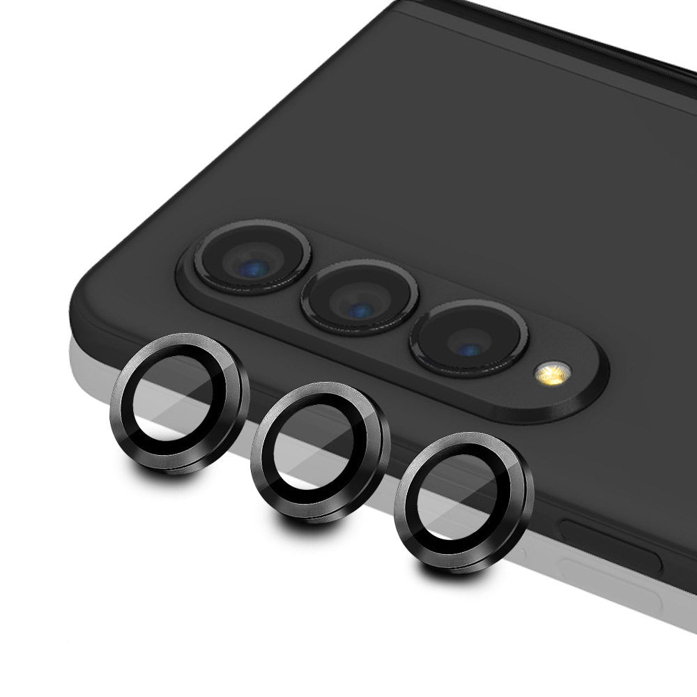 HAT PRINCE ENKAY For Samsung Galaxy Z Fold4 5G 1 Set Camera Lens Protector Tempered Glass Aluminum Alloy Ring HD Clear Lens Film