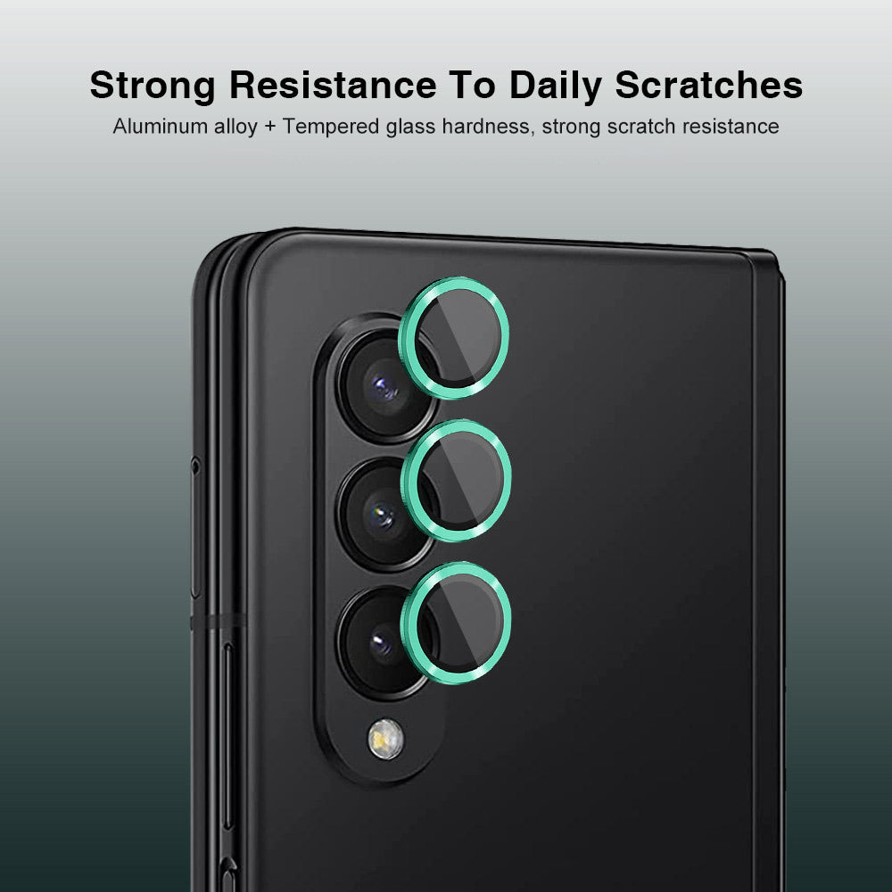 HAT PRINCE ENKAY For Samsung Galaxy Z Fold4 5G 1 Set Camera Lens Protector Tempered Glass Aluminum Alloy Ring HD Clear Lens Film