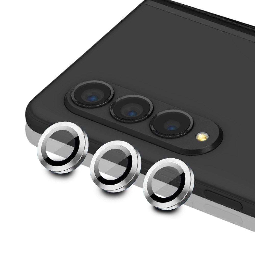 HAT PRINCE ENKAY For Samsung Galaxy Z Fold4 5G 1 Set Camera Lens Protector Tempered Glass Aluminum Alloy Ring HD Clear Lens Film