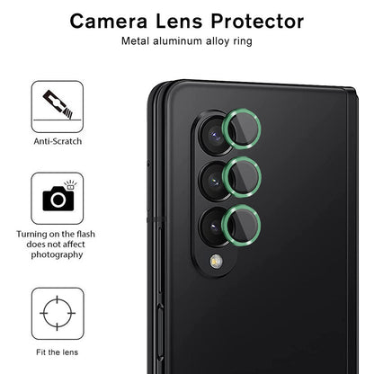 HAT PRINCE ENKAY For Samsung Galaxy Z Fold4 5G 1 Set Camera Lens Protector Tempered Glass Aluminum Alloy Ring HD Clear Lens Film
