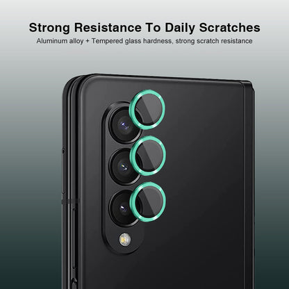 HAT PRINCE ENKAY For Samsung Galaxy Z Fold4 5G 1 Set Camera Lens Protector Tempered Glass Aluminum Alloy Ring HD Clear Lens Film