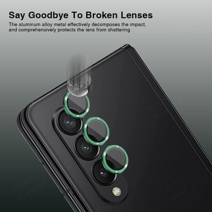 HAT PRINCE ENKAY For Samsung Galaxy Z Fold4 5G 1 Set Camera Lens Protector Tempered Glass Aluminum Alloy Ring HD Clear Lens Film