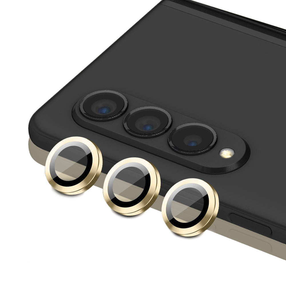 HAT PRINCE ENKAY For Samsung Galaxy Z Fold4 5G 1 Set Camera Lens Protector Tempered Glass Aluminum Alloy Ring HD Clear Lens Film