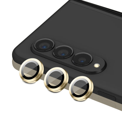 HAT PRINCE ENKAY For Samsung Galaxy Z Fold4 5G 1 Set Camera Lens Protector Tempered Glass Aluminum Alloy Ring HD Clear Lens Film