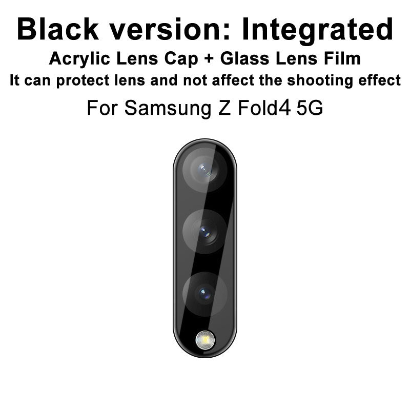IMAK Camera Lens Protector for Samsung Galaxy Z Fold4 5G, Tempered Glass Anti-Scratch Integrated Lens Film + Acrylic Lens Cap (Black Version)