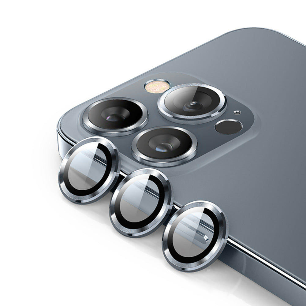 ENKAY HAT PRINCE For iPhone 14 Pro 6.1 inch / 14 Pro Max 6.7 inch 1 Set Camera Lens Film Ultra Clear Tempered Glass Aluminum Alloy Ring Lens Protector