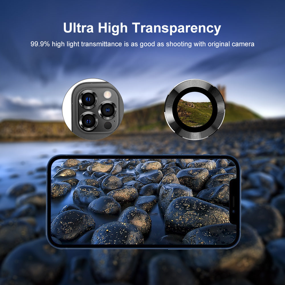 ENKAY HAT PRINCE For iPhone 14 Pro 6.1 inch / 14 Pro Max 6.7 inch 1 Set Camera Lens Film Ultra Clear Tempered Glass Aluminum Alloy Ring Lens Protector