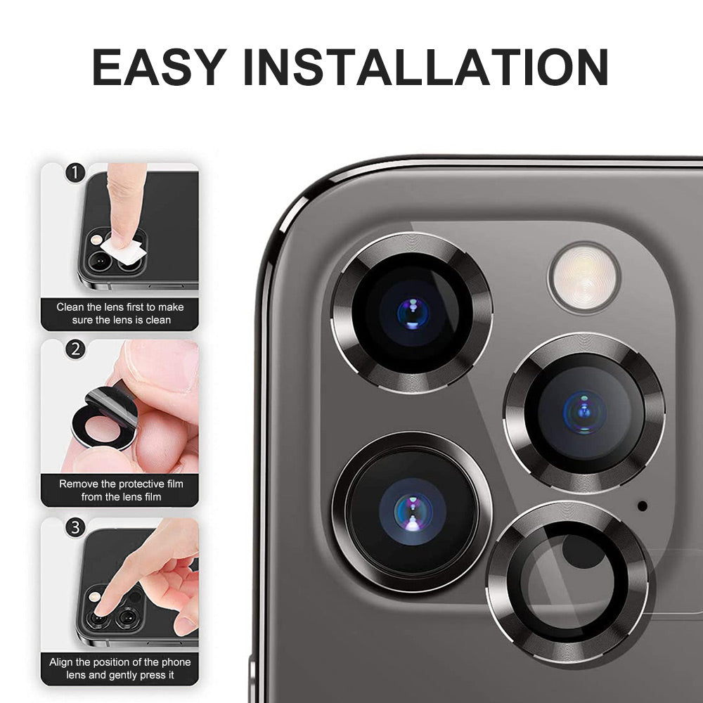ENKAY HAT PRINCE For iPhone 14 Pro 6.1 inch / 14 Pro Max 6.7 inch 1 Set Camera Lens Film Ultra Clear Tempered Glass Aluminum Alloy Ring Lens Protector