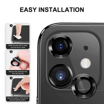 ENKAY HAT PRINCE For iPhone 14 6.1 inch / 14 Plus 1 Set Camera Lens Protector HD Anti-explosion Tempered Glass Aluminum Alloy Ring Film