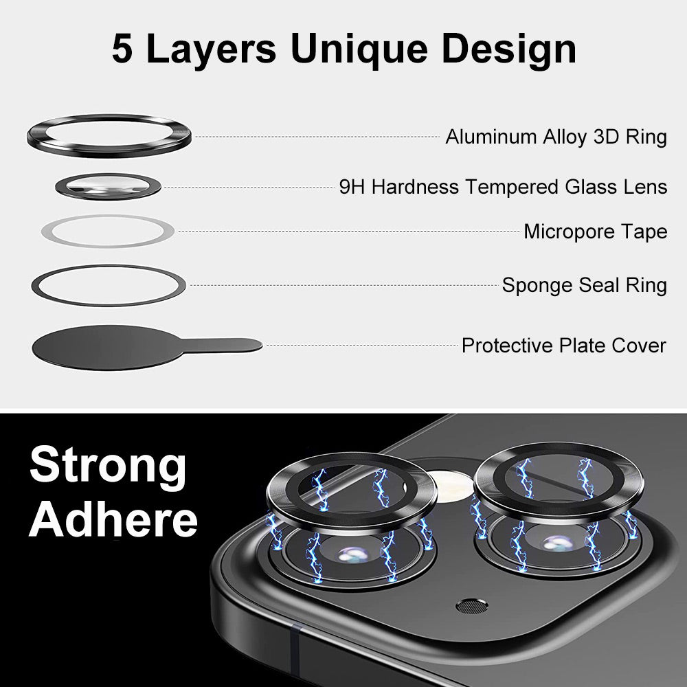 ENKAY HAT PRINCE For iPhone 14 6.1 inch / 14 Plus 1 Set Camera Lens Protector HD Anti-explosion Tempered Glass Aluminum Alloy Ring Film