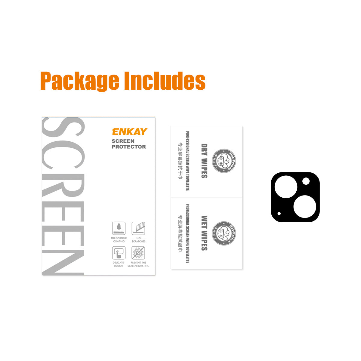 ENKAY HAT-PRINCE For iPhone 13 6.1 inch / 13 mini 5.4 inch Camera Lens Tempered Glass Film Full Cover Silk Printing Lens Protector