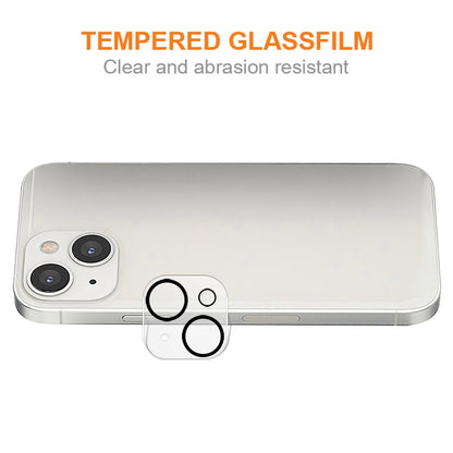 AMORUS For iPhone 14 6.1 inch Camera Lens Protector Tempered Glass Full Glue Silk Printing HD Clear Lens Film with Black Night Circle