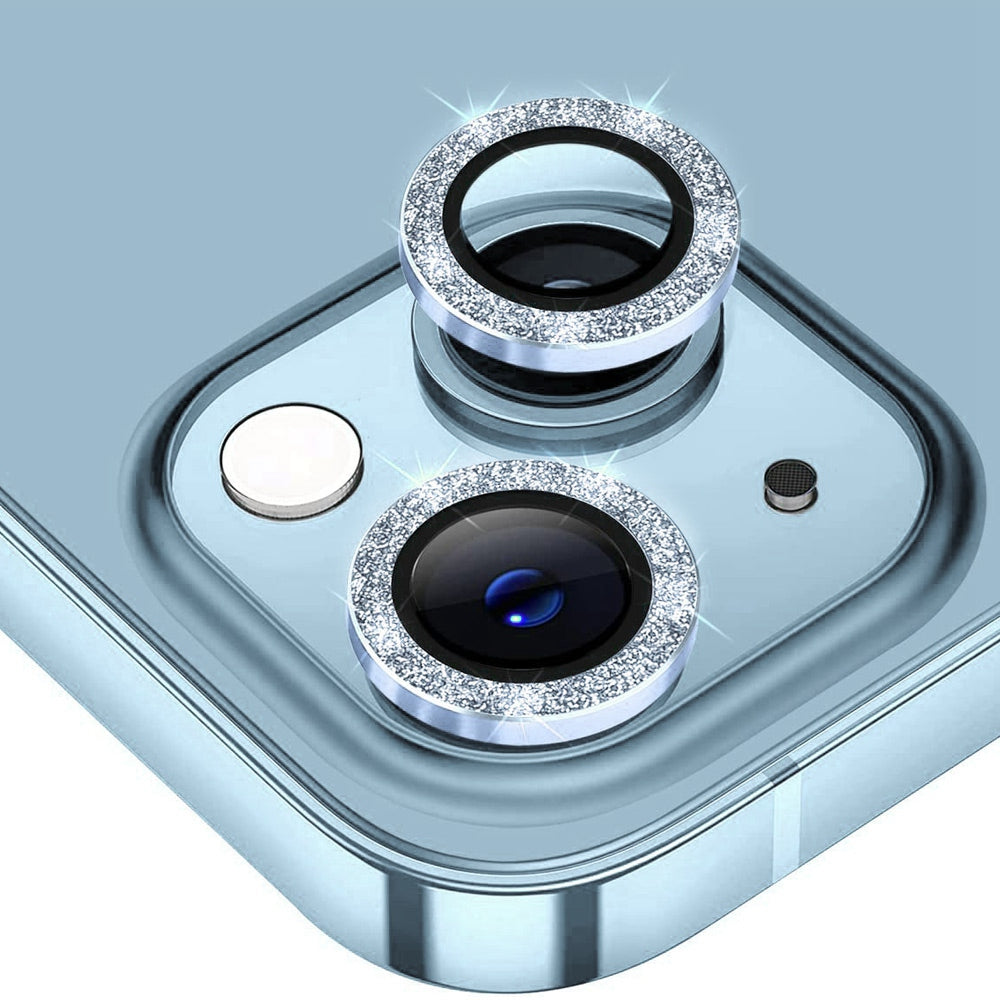 ENKAY HAT PRINCE Camera Lens Film for iPhone 14 6.1 inch / 14 Plus, 1 Set Rhinestone Decor Tempered Glass Aluminum Alloy Anti-scratch Lens Protector