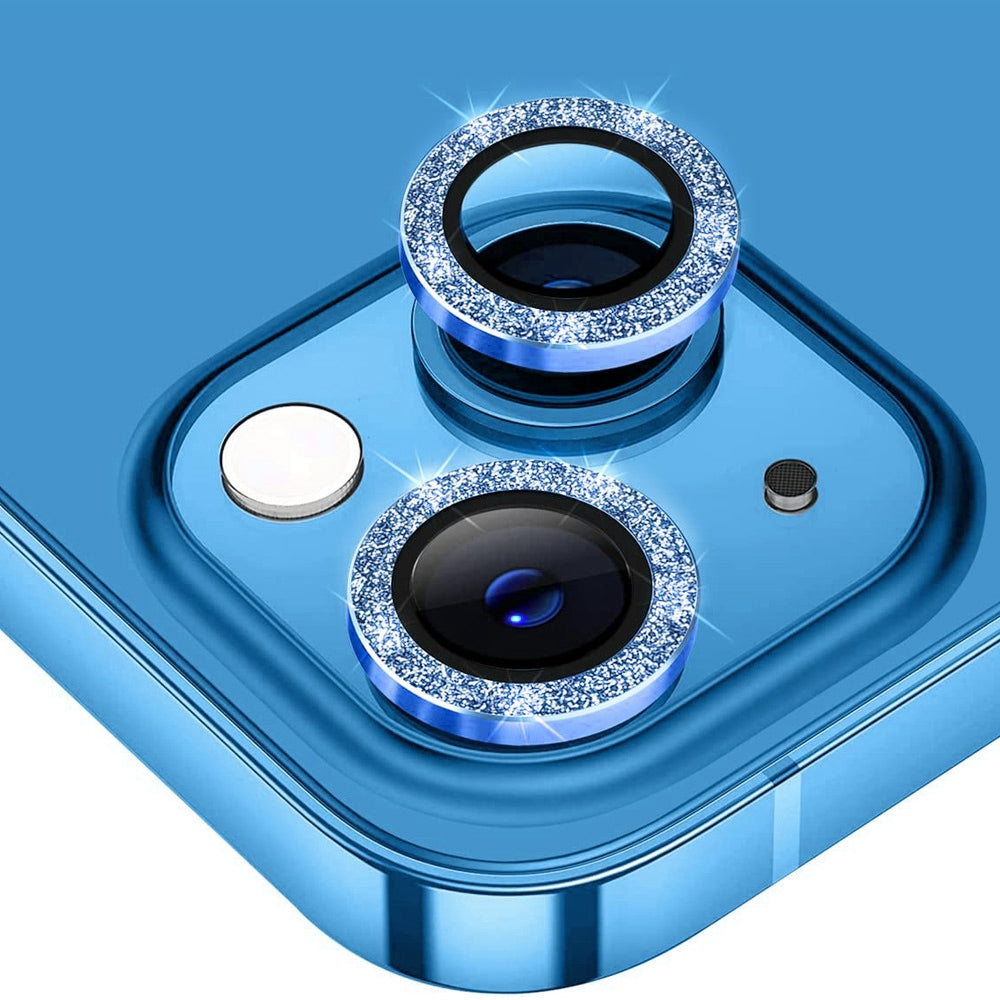 ENKAY HAT PRINCE Camera Lens Film for iPhone 14 6.1 inch / 14 Plus, 1 Set Rhinestone Decor Tempered Glass Aluminum Alloy Anti-scratch Lens Protector