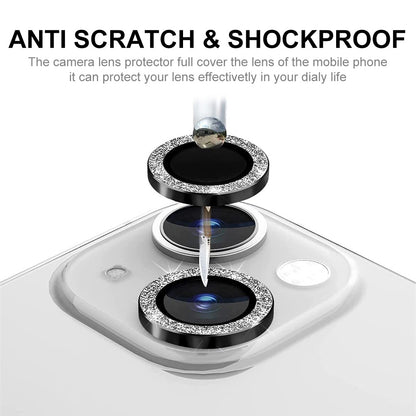 ENKAY HAT PRINCE Camera Lens Film for iPhone 14 6.1 inch / 14 Plus, 1 Set Rhinestone Decor Tempered Glass Aluminum Alloy Anti-scratch Lens Protector