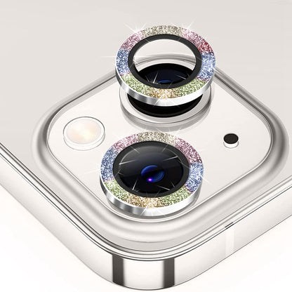 ENKAY HAT PRINCE Camera Lens Film for iPhone 14 6.1 inch / 14 Plus, 1 Set Rhinestone Decor Tempered Glass Aluminum Alloy Anti-scratch Lens Protector