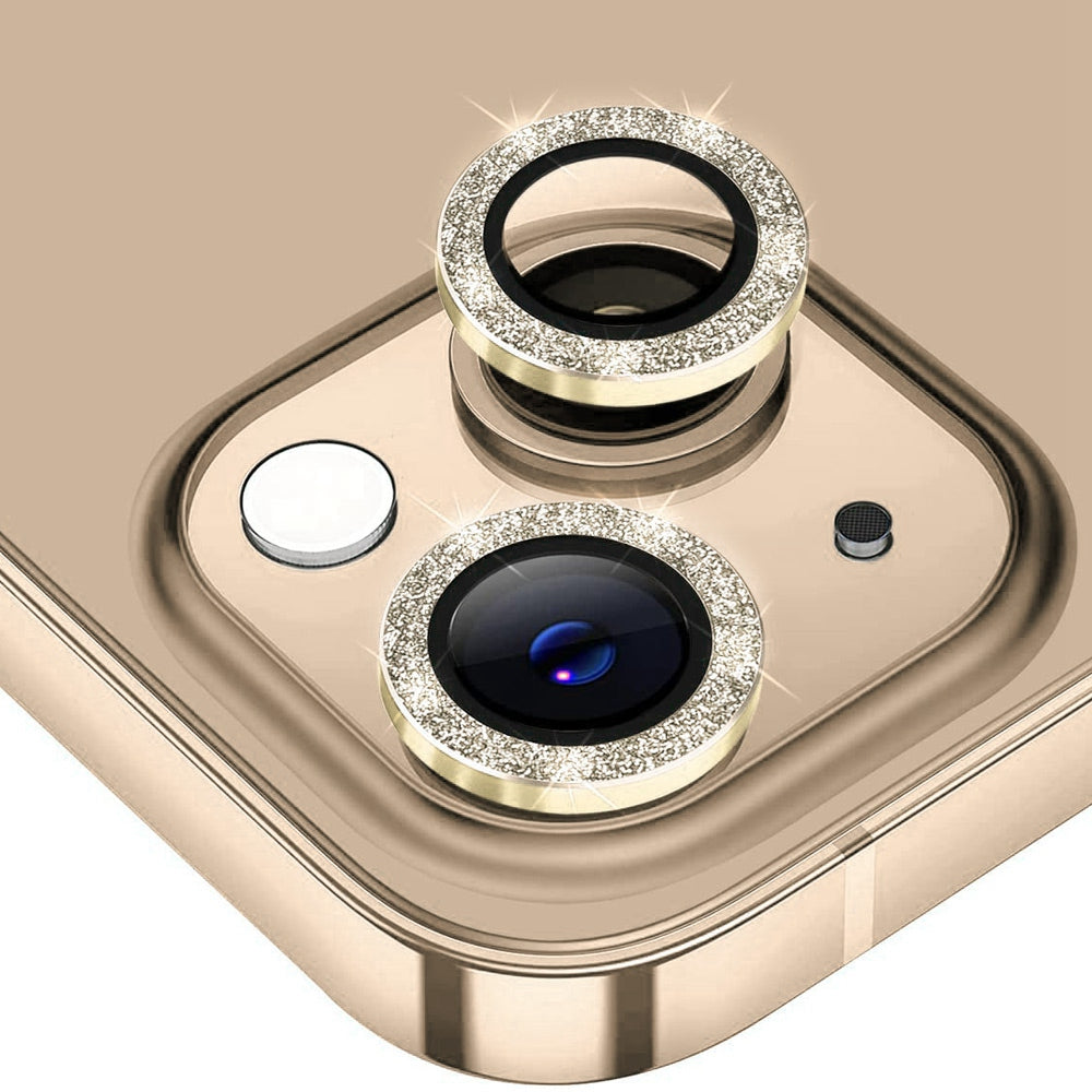 ENKAY HAT PRINCE Camera Lens Film for iPhone 14 6.1 inch / 14 Plus, 1 Set Rhinestone Decor Tempered Glass Aluminum Alloy Anti-scratch Lens Protector
