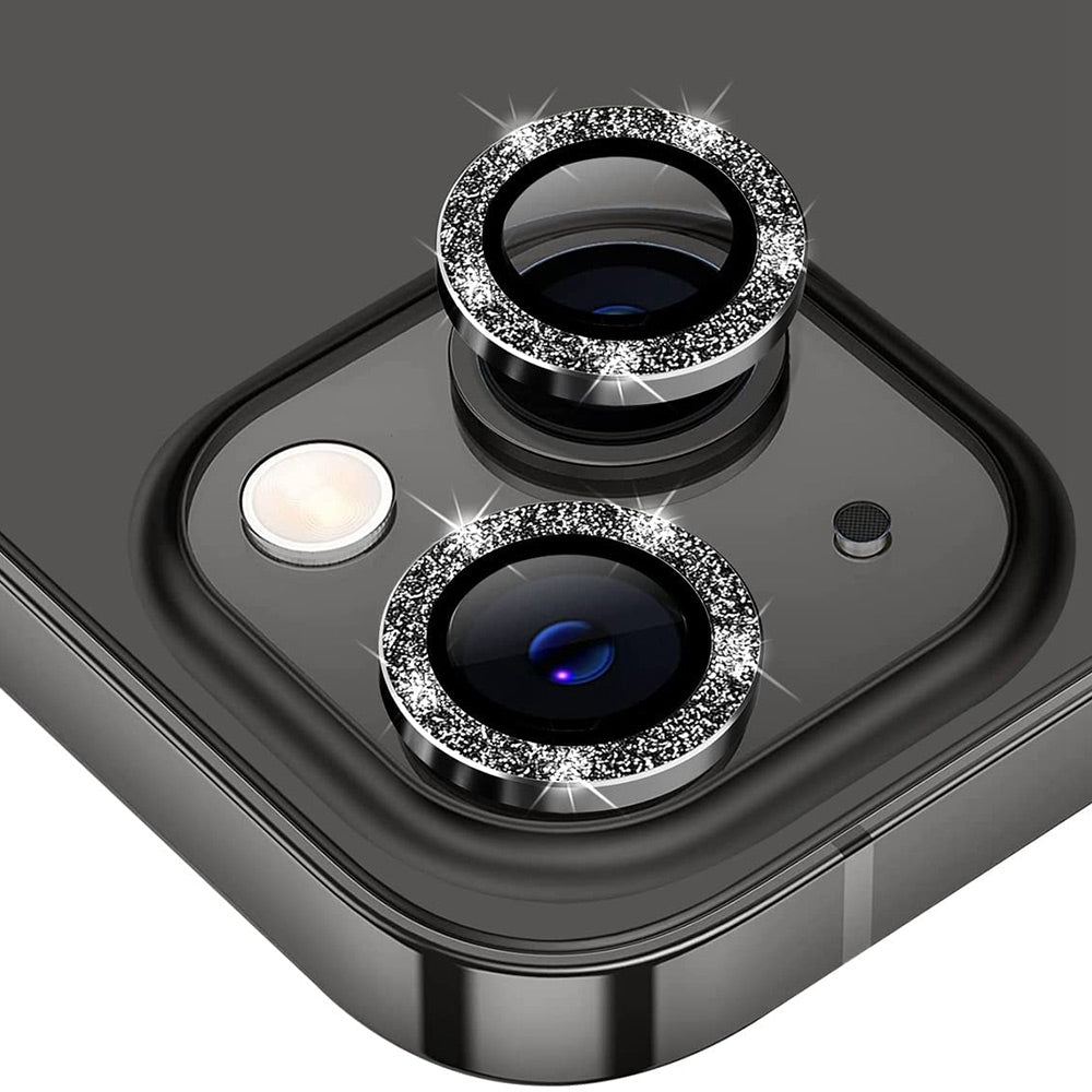 ENKAY HAT PRINCE Camera Lens Film for iPhone 14 6.1 inch / 14 Plus, 1 Set Rhinestone Decor Tempered Glass Aluminum Alloy Anti-scratch Lens Protector