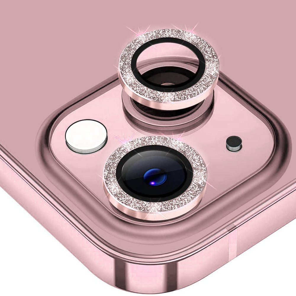 ENKAY HAT PRINCE Camera Lens Film for iPhone 14 6.1 inch / 14 Plus, 1 Set Rhinestone Decor Tempered Glass Aluminum Alloy Anti-scratch Lens Protector