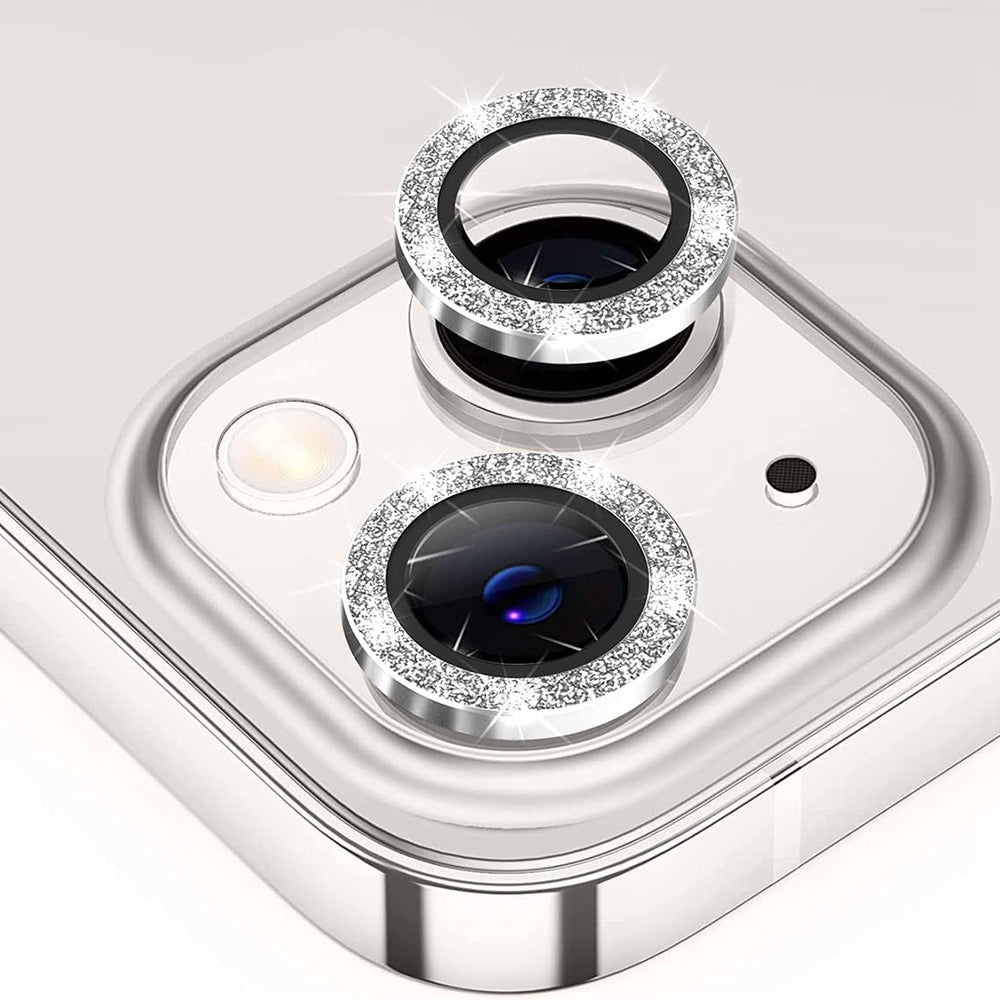 ENKAY HAT PRINCE Camera Lens Film for iPhone 14 6.1 inch / 14 Plus, 1 Set Rhinestone Decor Tempered Glass Aluminum Alloy Anti-scratch Lens Protector