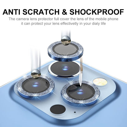 ENKAY HAT PRINCE For iPhone 14 Pro 6.1 inch / 14 Pro Max 6.7 inch 1 Set Rear Camera Lens Protector Rhinestone Decor Tempered Glass Aluminum Alloy Film