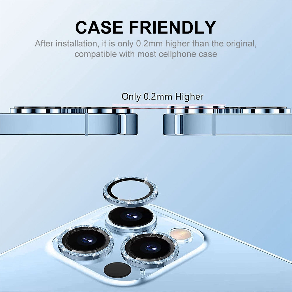 ENKAY HAT PRINCE For iPhone 14 Pro 6.1 inch / 14 Pro Max 6.7 inch 1 Set Rear Camera Lens Protector Rhinestone Decor Tempered Glass Aluminum Alloy Film