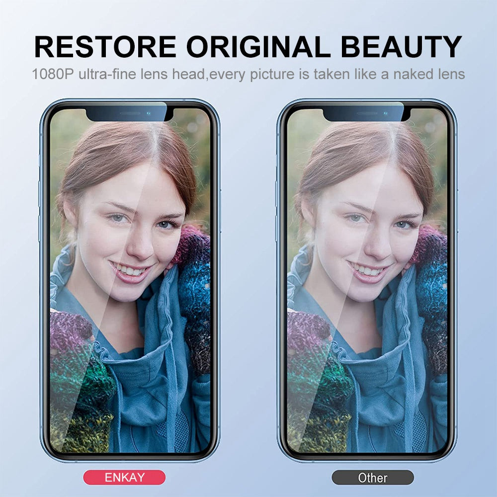 ENKAY HAT PRINCE For iPhone 14 Pro 6.1 inch / 14 Pro Max 6.7 inch 1 Set Rear Camera Lens Protector Rhinestone Decor Tempered Glass Aluminum Alloy Film