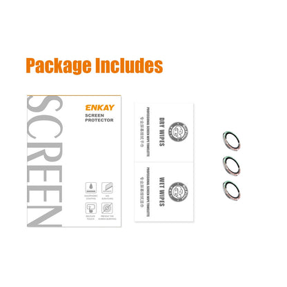 ENKAY HAT PRINCE For iPhone 14 Pro 6.1 inch / 14 Pro Max 6.7 inch 1 Set Rear Camera Lens Protector Rhinestone Decor Tempered Glass Aluminum Alloy Film