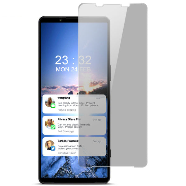 IMAK For Sony Xperia 1 IV 5G Full Coverage 9H Sensitive Touch Anti-peep Clear Tempered Glass AGC Glass Screen Film