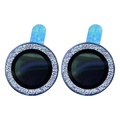 For iPhone 12 mini 5.4 inch 2Pcs / Set Glitter Edge Camera Lens Protector Anti-scratch Tempered Glass Lens Film