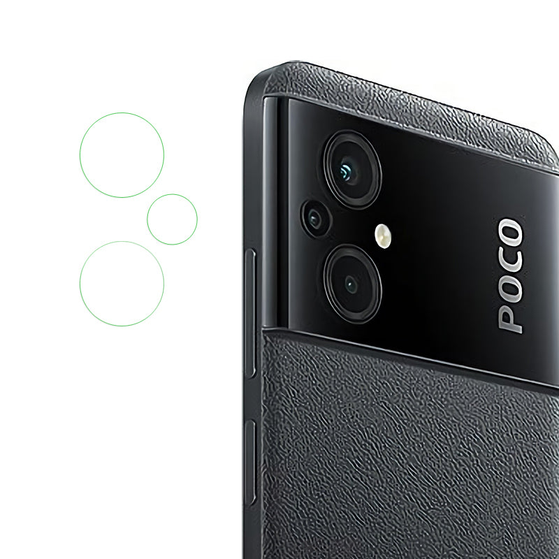 1 Set High Transmittance Camera Lens Protector for Xiaomi Poco M5 4G, Flexible Clear Soda-lime Glass Anti-dust Phone Rear Lens Film