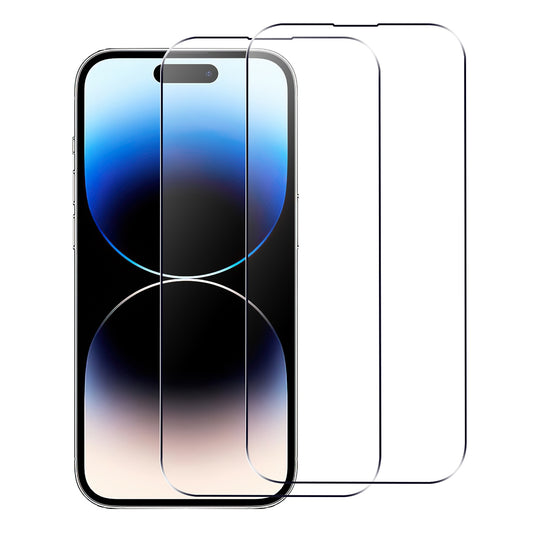 2PCS Tempered Glass Film for iPhone 14 Pro, Smooth 2.5D Arc Edge Super Clear Anti-explosion Screen Protector
