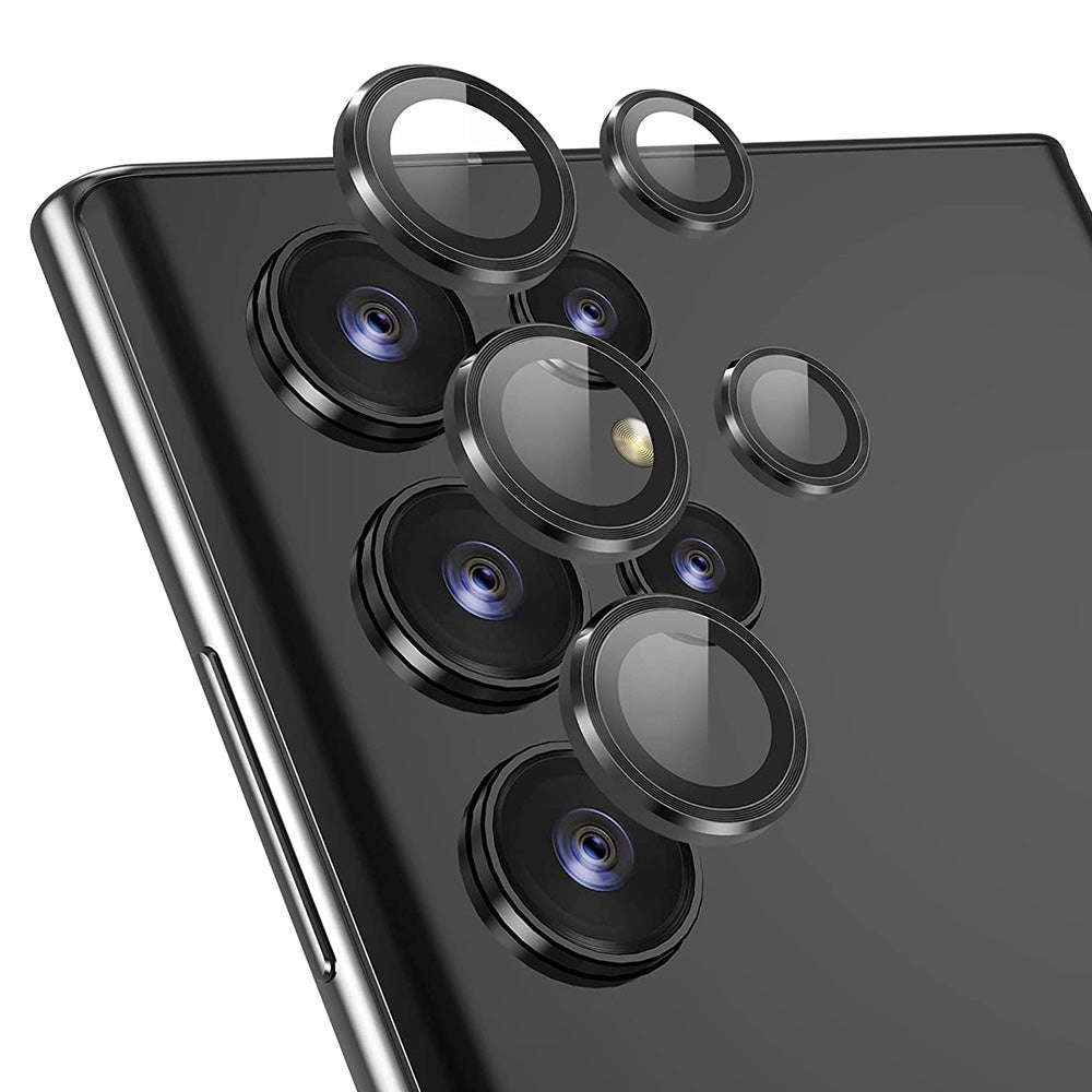 ENKAY HAT PRINCE For Samsung Galaxy S23 Ultra 1 Set Camera Lens Protector Aluminum Alloy Tempered Glass Night Circle Camera Ring Cover