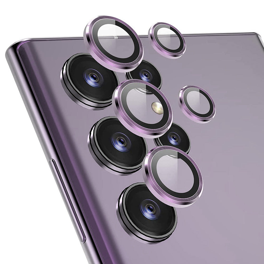 ENKAY HAT PRINCE For Samsung Galaxy S23 Ultra 1 Set Camera Lens Protector Aluminum Alloy Tempered Glass Night Circle Camera Ring Cover