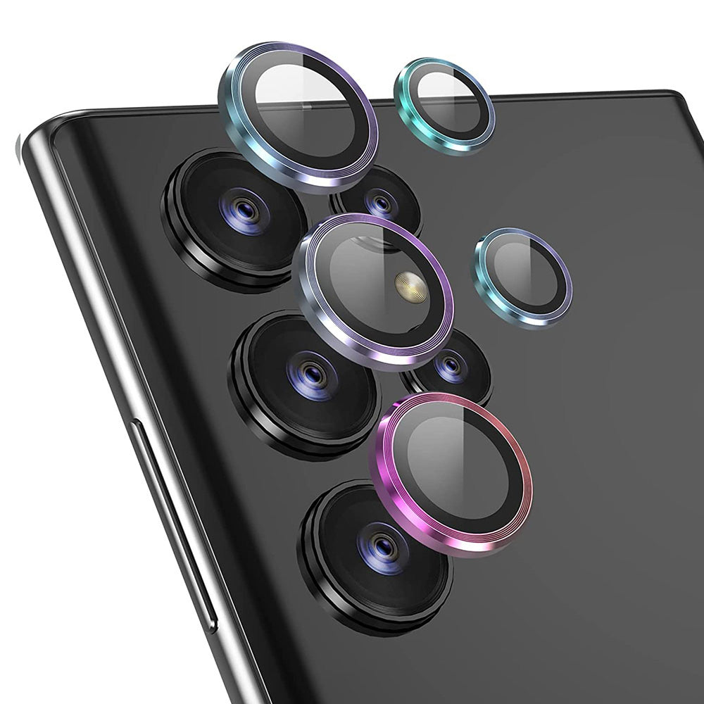 ENKAY HAT PRINCE For Samsung Galaxy S23 Ultra 1 Set Camera Lens Protector Aluminum Alloy Tempered Glass Night Circle Camera Ring Cover