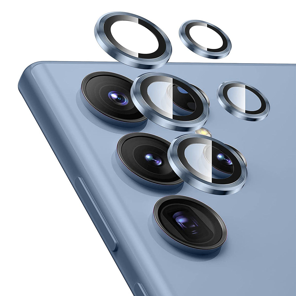 ENKAY HAT PRINCE For Samsung Galaxy S23 Ultra 1 Set Camera Lens Protector Aluminum Alloy Tempered Glass Night Circle Camera Ring Cover