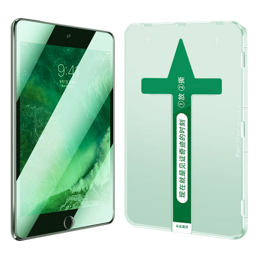 For iPad mini 4 / mini (2019) 7.9 inch Anti-green-ray Eye Protection Full Screen Protector Anti-explosion Tempered Glass Film with Plastic Injection Installation Tool