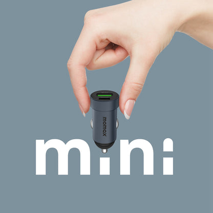 MOMAX UC12 20W Dual Port Car Charger PD 3.0 QC 3.0 Mini Cigarette Lighter Adapter