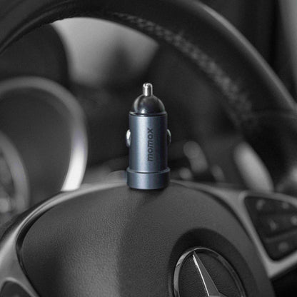 MOMAX UC12 20W Dual Port Car Charger PD 3.0 QC 3.0 Mini Cigarette Lighter Adapter