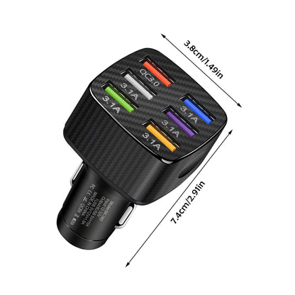 15A QC3.0 6 USB Ports Fast Charging Power Adapter Mobile Phone Car Charger