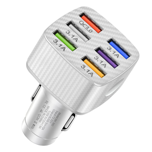 15A QC3.0 6 USB Ports Fast Charging Power Adapter Mobile Phone Car Charger