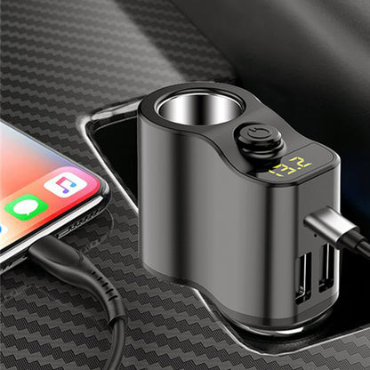 C03 3.1A Dual USB + Type-C Car Charger Voltage Detection Cigarette Lighter Socket Charge Adapter