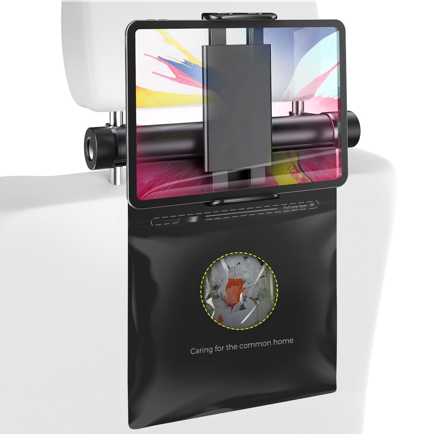 AHASTYLE WG-JY01 Headrest Mount Phone / Tablet Holder with Trash Bag for Cars Trucks SUVs Vans