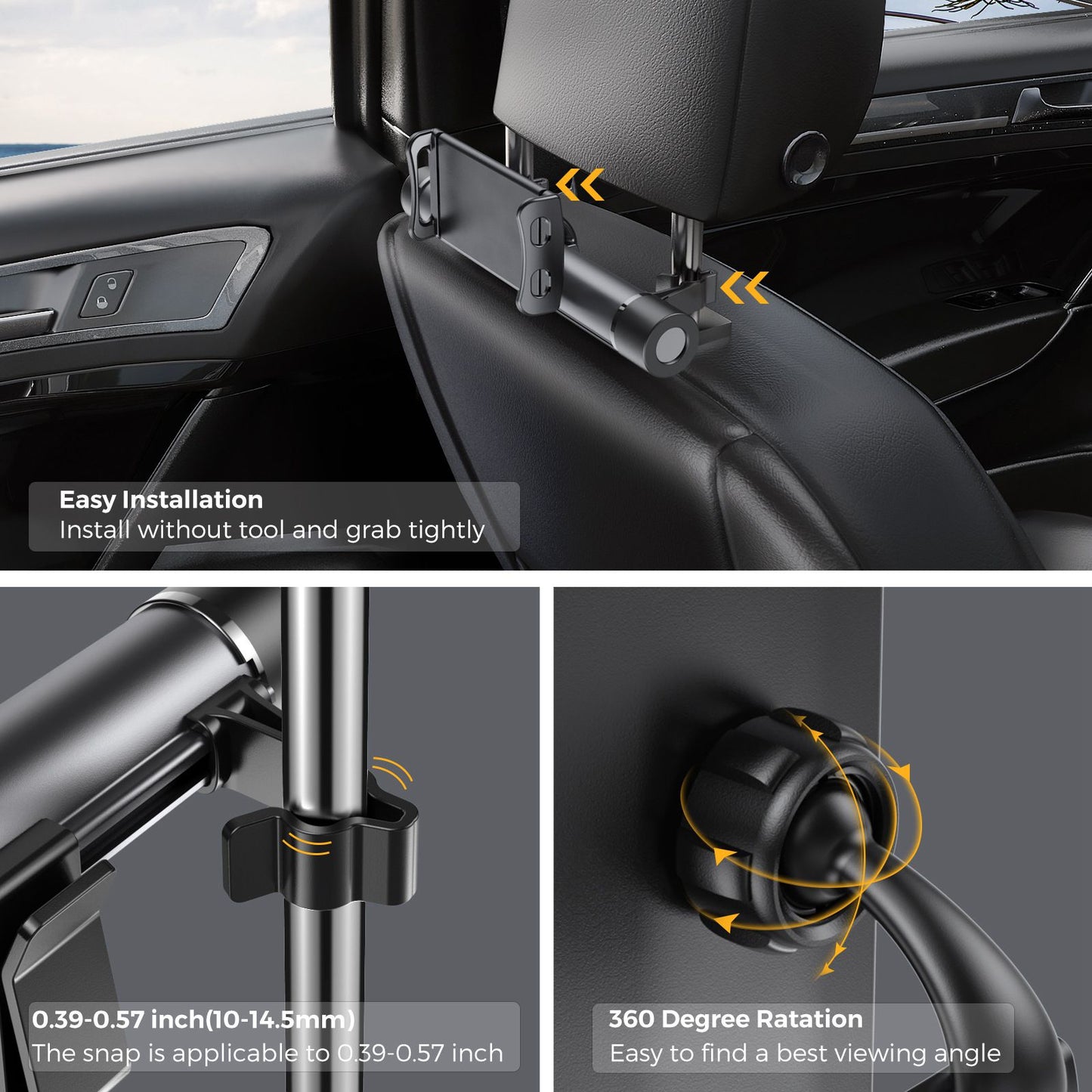 AHASTYLE WG-JY01 Headrest Mount Phone / Tablet Holder with Trash Bag for Cars Trucks SUVs Vans